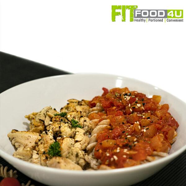 Chicken with a Ratatouille Sauce with Whole Wheat Pasta